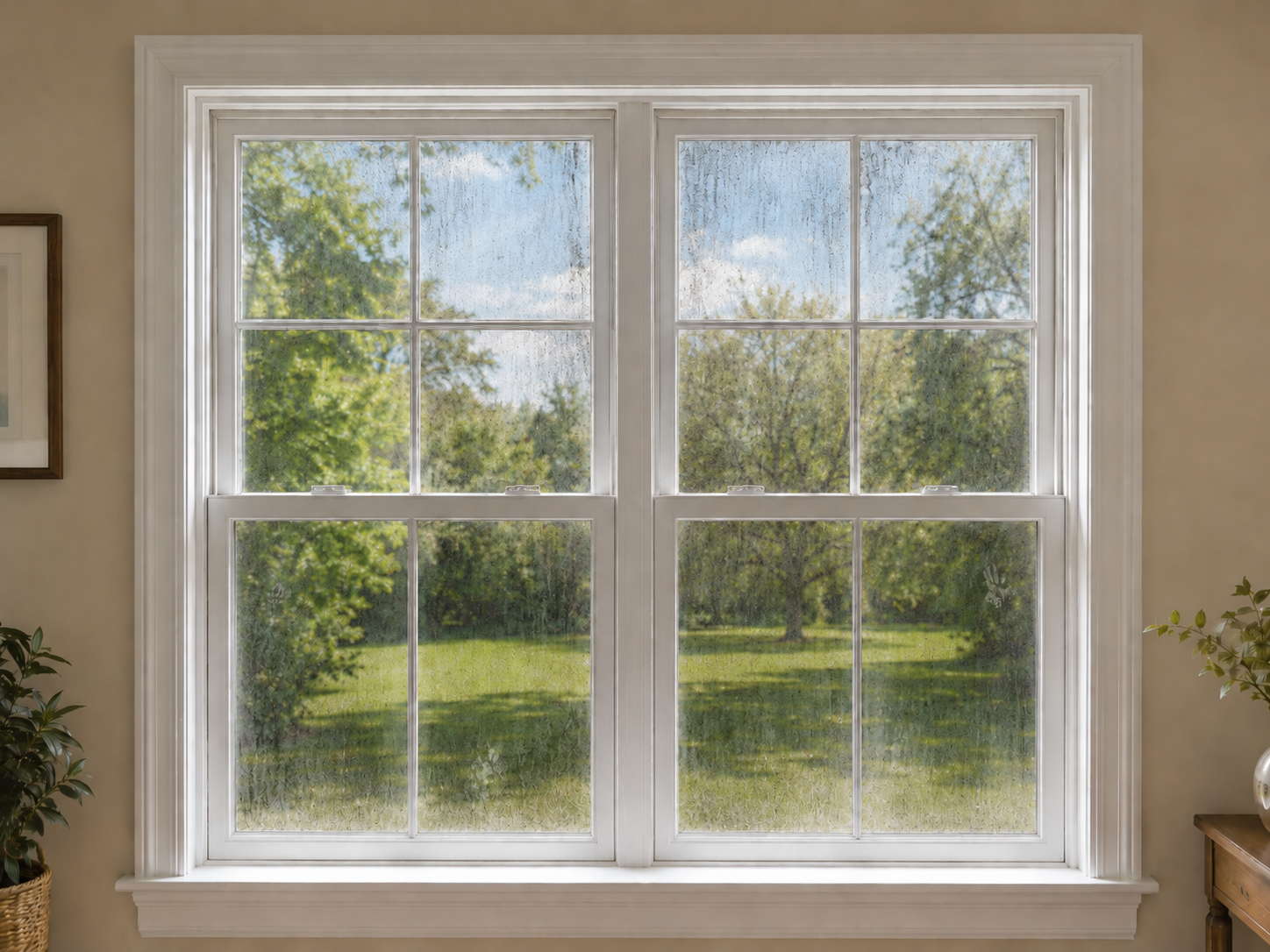Dirty window before professional cleaning